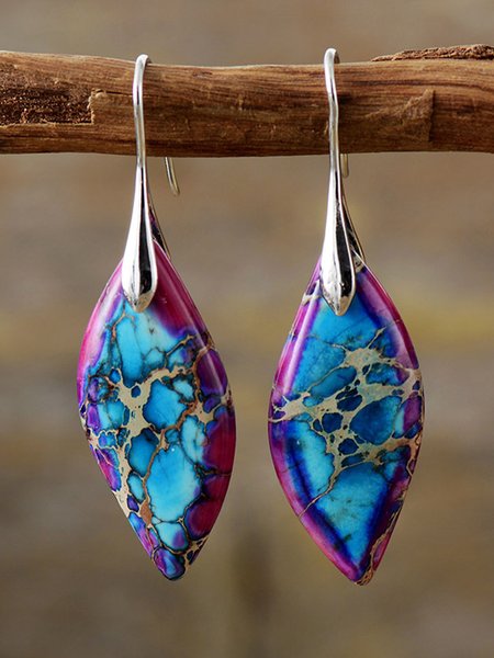 

Bohemian Leaf Pendant Earrings, Blue purple, Earrings
