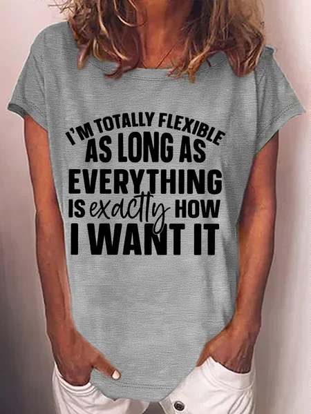 

Women's Sarcastic Crew Neck Casual T-Shirt, Gray, T-shirts