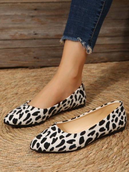 Leopard Print Pointed Toe Pumps, Flats