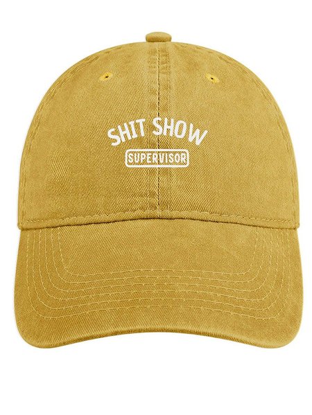 

Men's /Women's Shit Show Supervisor Graphic Printing Regular Fit Adjustable Denim Hat, Yellow, Men's Hats