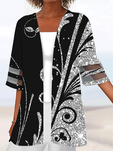 

Womens Casual Abstract Kimono, Black, Cardigans