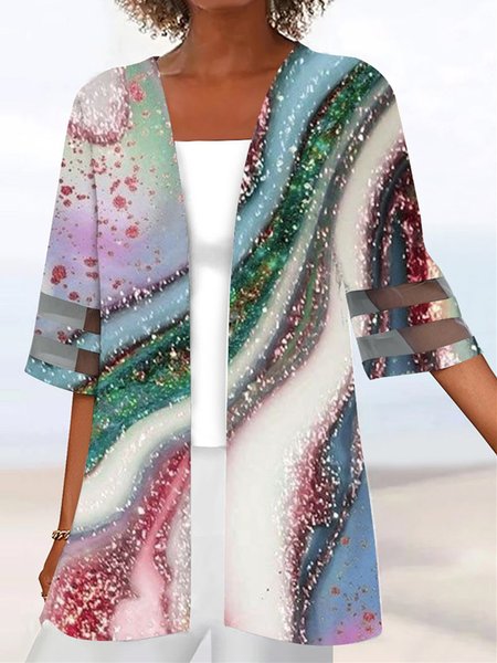 

Abstract Casual Loose Kimono, Pink, Cardigans