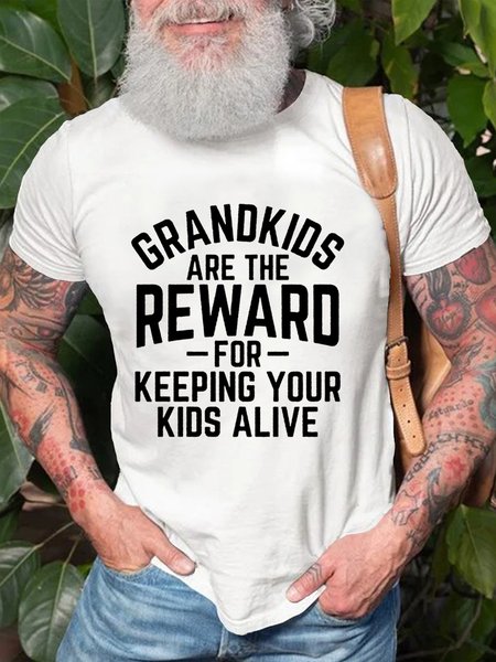 

Women's Grandkids Are The Reward Casual Letters T-Shirt, White, T-shirts