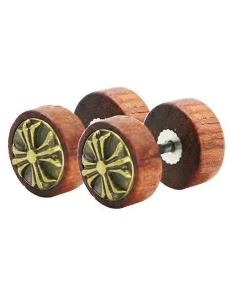 

Casual Retro Leaf Pattern Wooden Earrings Cross Men's Jewelry, Color2, Acc