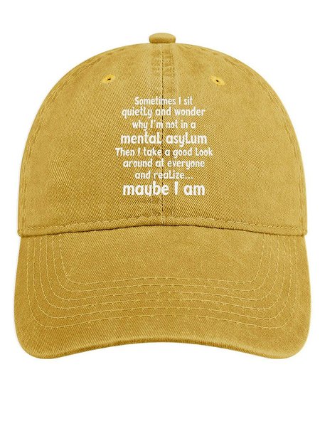 

Men's /Women's Sometimes I Sit Quietly Graphic Printing Regular Fit Adjustable Denim Hat, Yellow, Men's Hats