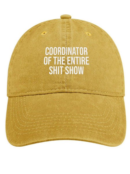

Men's /Women's Coordinator Of The Entire Shit Show Graphic Printing Regular Fit Adjustable Denim Hat, Yellow, Men's Hats