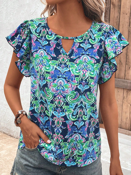 

Ethnic Crew Neck Casual Shirt, Green, Shirts & Blouses