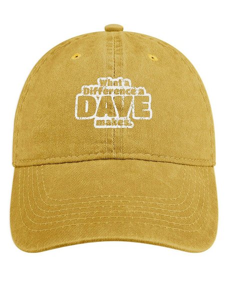 

Men's /Women's What's Difference A Dave Makes Graphic Printing Regular Fit Adjustable Denim Hat, Yellow, Men's Hats