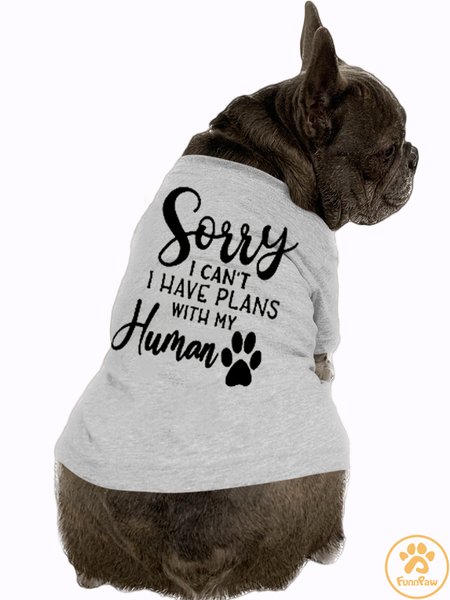 

Sorry I Have Plans Pet and Owner Matching Dog T-shirt, Gray, Pet T-shirts