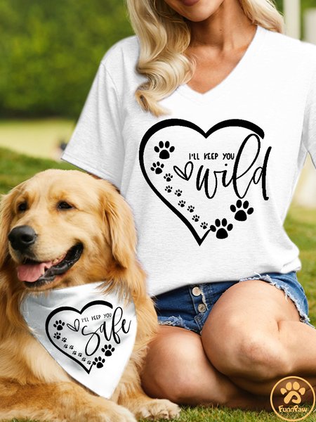

Women's Funny Word I'll Keep you Wild Cotton-Blend Matching T-Shirt, White, T-shirts