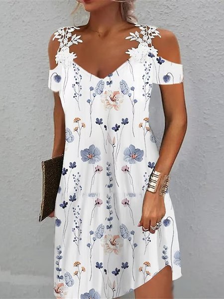 

Spaghetti Loose Casual Floral Dress, White, Dresses