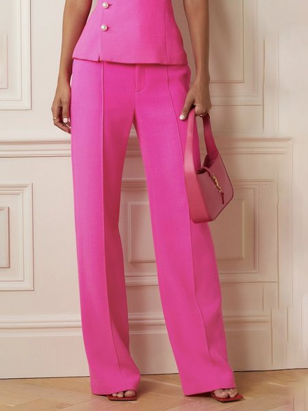 

Daily Regular Fit Plain Elegant Fashion Pants, Rose red, Pants