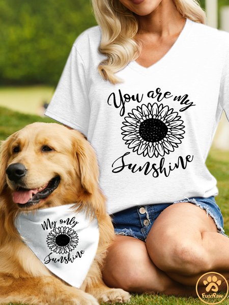 

Women's Funny Word You Are My Sunshine Cotton-Blend Matching T-Shirt, White, T-shirts
