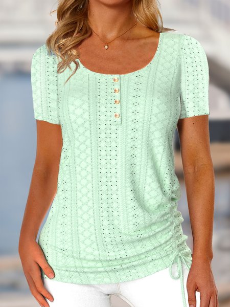 

Casual Plain Crew Neck T-Shirt, Light_green, T-Shirts