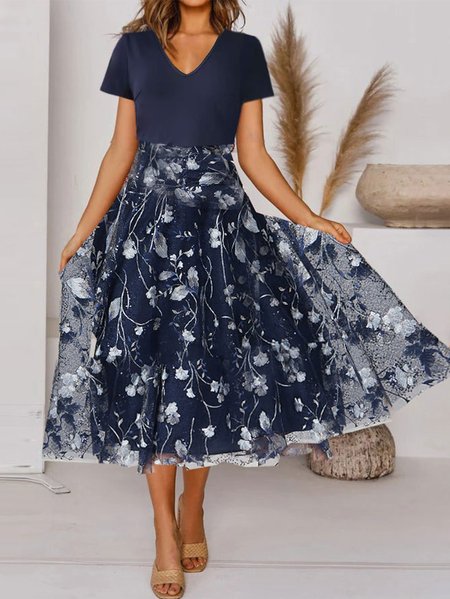 

Regular Fit Crew Neck Elegant Dress, Dark blue, Dresses