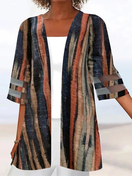 

Casual Loose Striped Kimono, Blue, Cardigans
