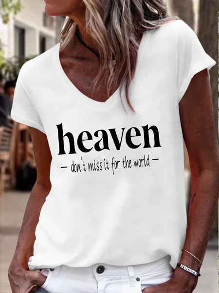 

Women's Heaven Don't Miss It For The World Casual T-Shirt, White, T-shirts