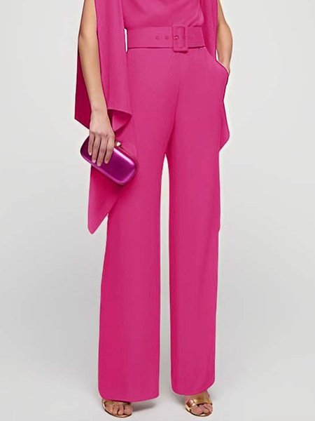 

Plain Urban Loose Fashion Straight Pants, Rose red, Pants
