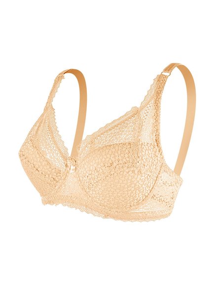 

Women's Breathable Comfortable Sexy Lace Thin Cup Bra, Apricot, Crop Bras
