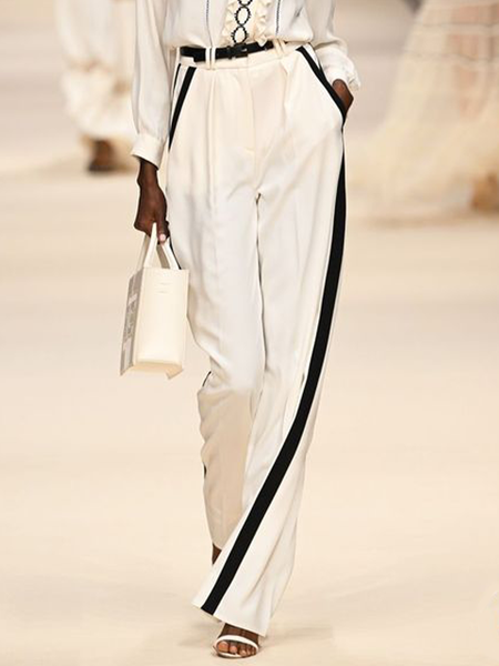 

Urban Striped Fashion Pants, White, Pants