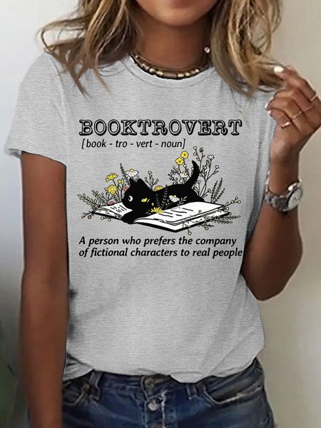 

Women's Booktrovert Noun Definition Casual T-Shirt, Gray, T-shirts