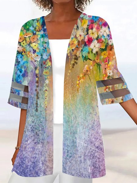 

Casual Loose Floral Two-Piece Set, Purple, Suit Set