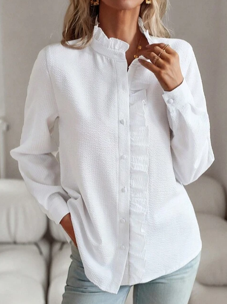 

Casual Loose Shirt Collar Blouse, White, Shirts & Blouses