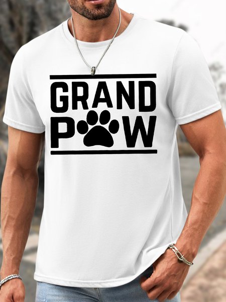 

Men's Funny Dog Grand Paw Graphic Printing Cotton Casual T-Shirt, White, T-shirts