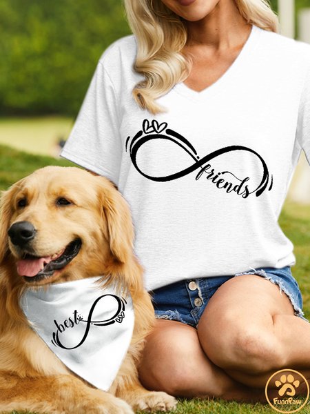 

Women's Best Friends Cotton-Blend Matching T-Shirt, White, T-shirts
