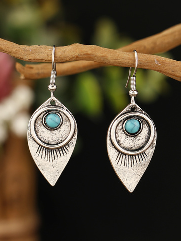 

Vintage Ethnic Pattern Turquoise Earrings Holiday Casual Women's Jewelry, As picture, Earrings