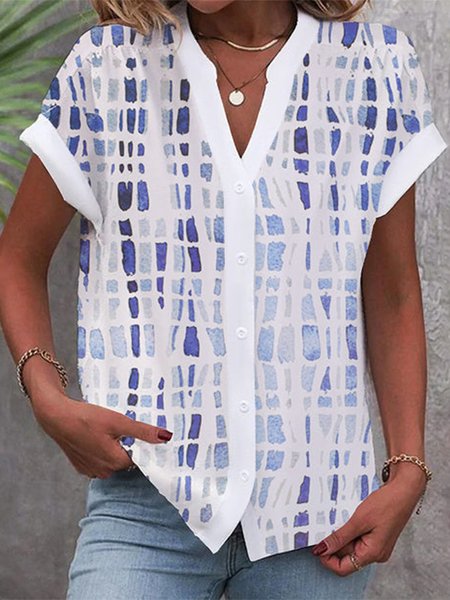 

Buttoned Casual Ombre Blouse, Blue, Shirts & Blouses