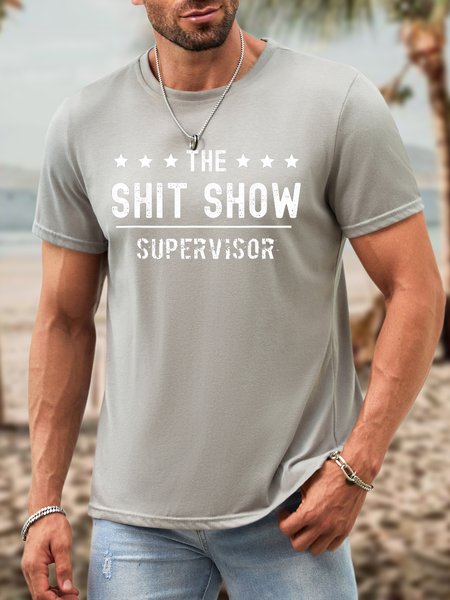 

Men Shit Show Waterproof Oilproof And Stainproof Fabric Loose T-Shirt, Light gray, T-shirts