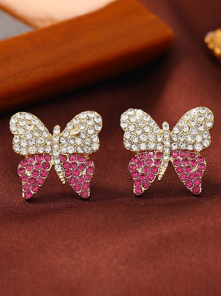 

Urban Casual Colorful Zircon Butterfly Pattern Earrings Daily Women's Jewelry, As picture, Earrings