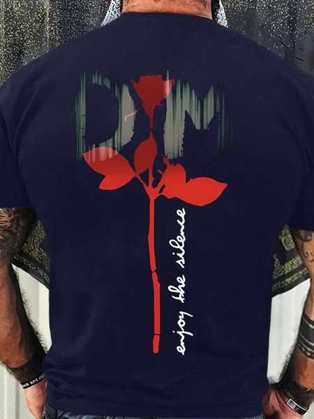 

Men's Funny Enjoy The Silence DM Graphic Printing Casual Text Letters Cotton Loose T-Shirt, Purplish blue, T-shirts