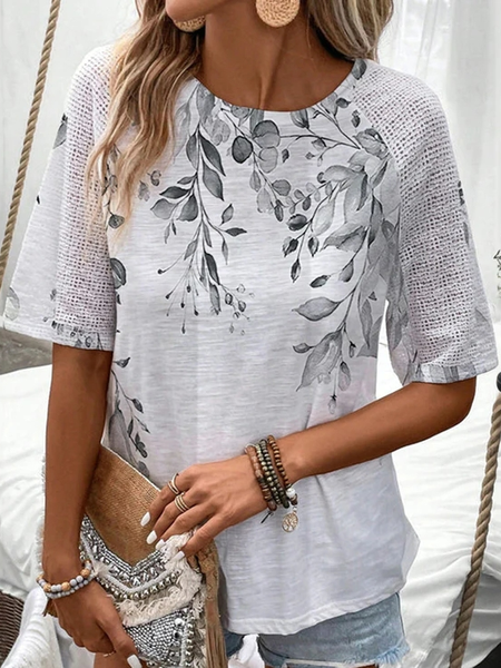 

Casual Loose Floral Shirt, White, Shirts & Blouses