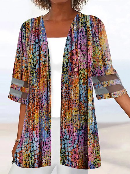 

Loose Abstract Casual Kimono, Red, Cardigans