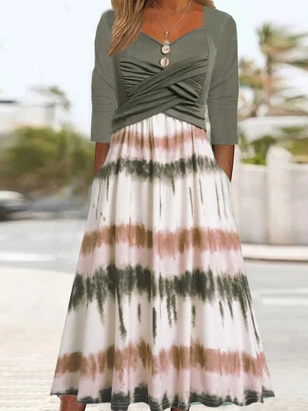 

Casual V Neck Regular Fit Ombre Dress, Green, Dresses