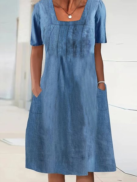 

Casual Denim Denim Dress, Blue, Denim Dresses