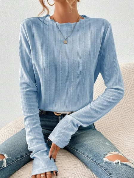 

Plain Loose Casual Crew Neck T-Shirt, Blue, T-Shirts