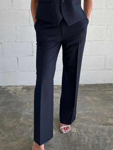 

Regular Fit Plain Urban Fashion Long Pants Straight pants, Black, Pants