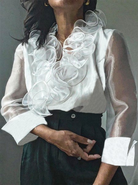 

Elegant Regular Fit Plain Blouse, White, Blouses and Shirts