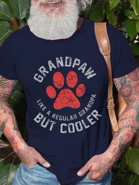 

Men‘s Grandpaw Like A Regular Grandpa But Cooler Cotton Casual T-Shirt, Dark blue, T-shirts