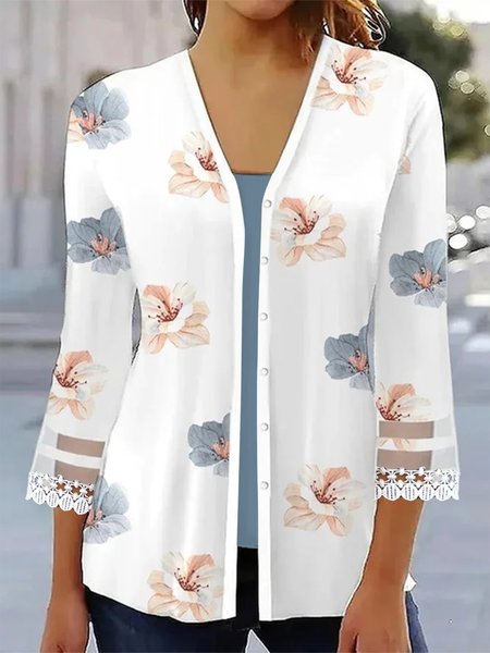 

Floral Wrap Regular Fit Casual Shirt, White, Shirts & Blouses
