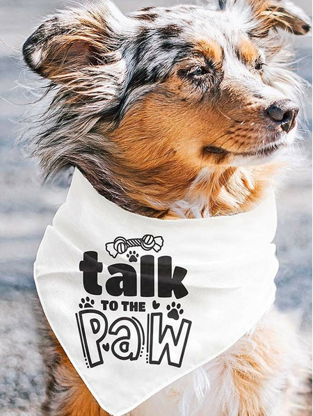 

Funny Talk To The Paw Matching Dog Print Bib, White, Pet Bandanas