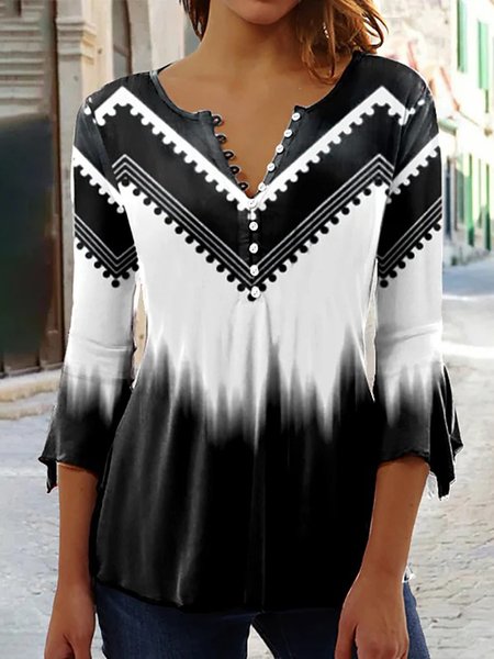 

Regular Fit Ombre Simple Printing Shirt, Black-white, Shirts & Blouses