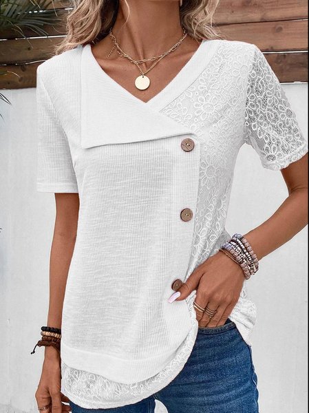 

Loose Plain Casual Others Shirt, White, Shirts & Blouses