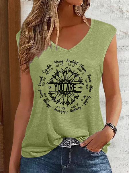 

Women's Bible Verses Sunflower You are Inspiration Cotton-Blend Tank Top, Green, Tank Tops