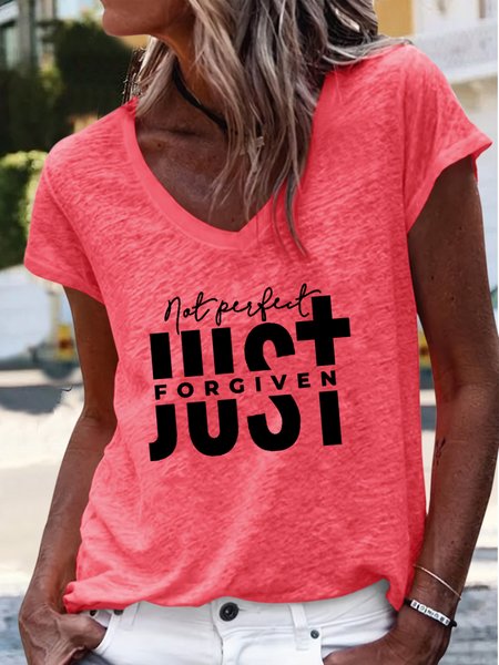 

Women's Not Perfect Just Forgiven With a Cross Casual T-Shirt, Pink, T-shirts