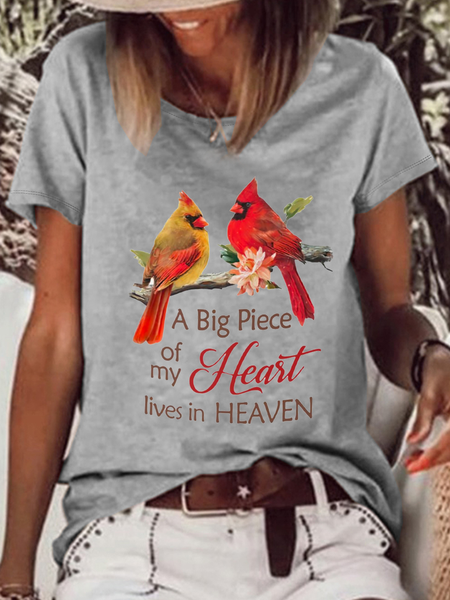 

Women‘s A Big Piece Of My Heart Casual Crew Neck T-Shirt, Gray, T-shirts