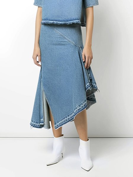 

Urban Regular Fit Plain Denim Denim Skirt, Blue, Denim Skirts